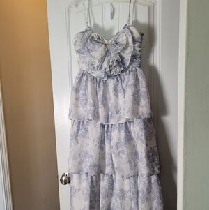 Sofie the Label Light Blue Floral Tiered Ruffle Sundress.  Size Large